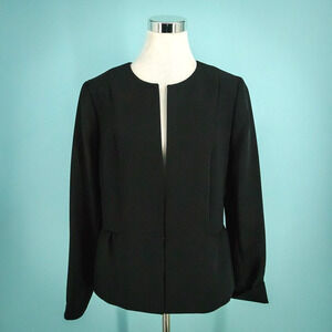 Talbots Size 12 Black Hook Eye Closure Long Sleeve Lined Career Work Blazer NEW